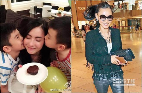 张柏芝穿低胸上衣身形发福被问绯闻男友露微笑(图)