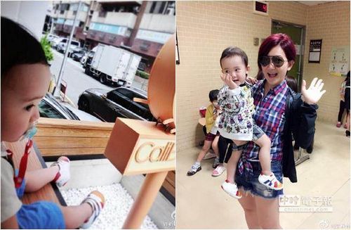 梁静茹爱子萌照曝光坐老爸店内变身“小老板”(图)
