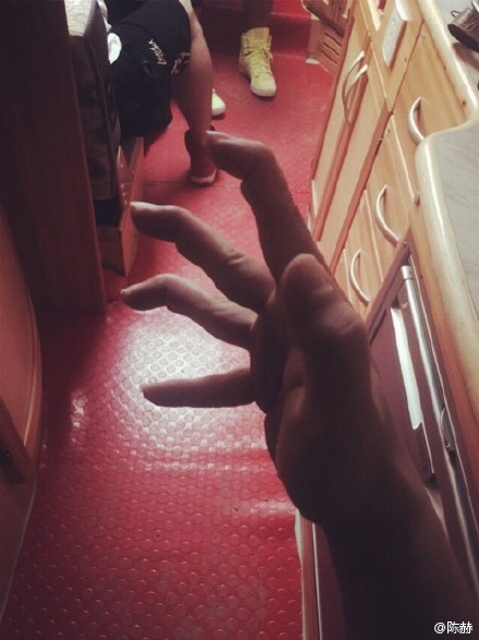 陈赫手指蜷成“鸡爪状”网友:吓死宝宝了(图)