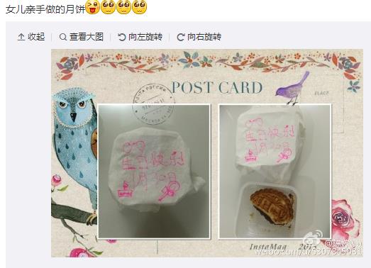 女儿为张艺谋妻子庆生自制月饼(图)