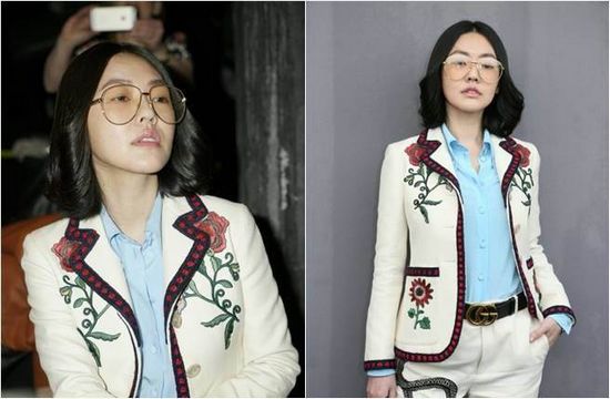 小S一身华丽复古风装扮脸上架大眼镜引关注(图)